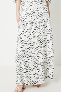 Spot Pleated Tiered Maxi Skirt