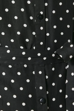 Spot Print Belted Shirt Dress