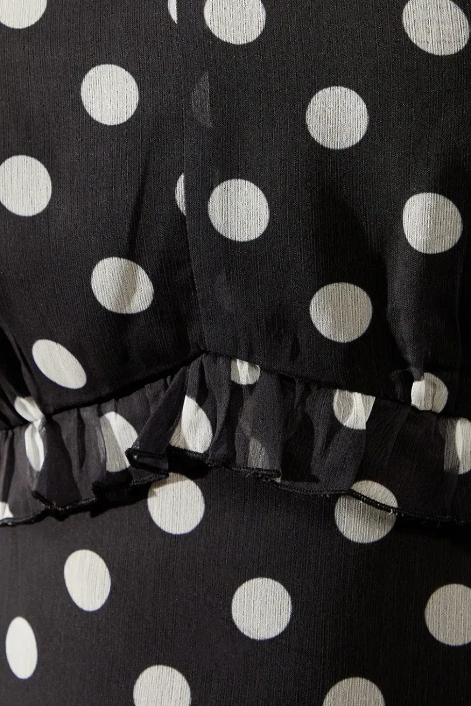 Spot Print Chiffon Ruffle Frill Maxi Dress