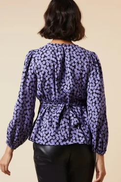 Spot Print Empire Long Sleeve Top