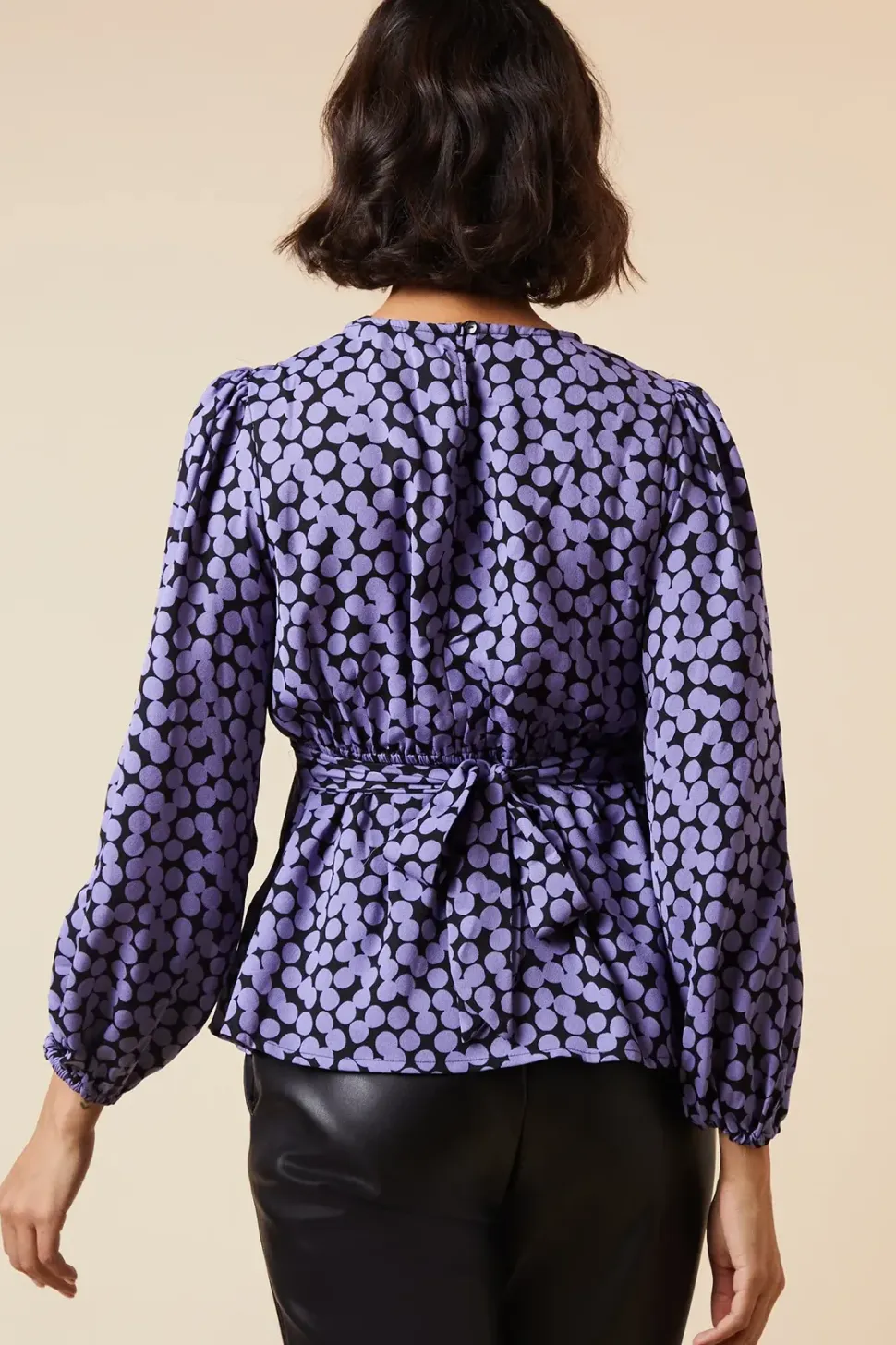 Spot Print Empire Long Sleeve Top