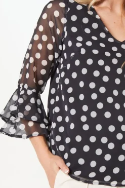 Spot Print Flute Sleeve Top