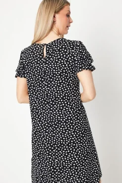 Spot Print Jersey Short Sleeve Shift Dress