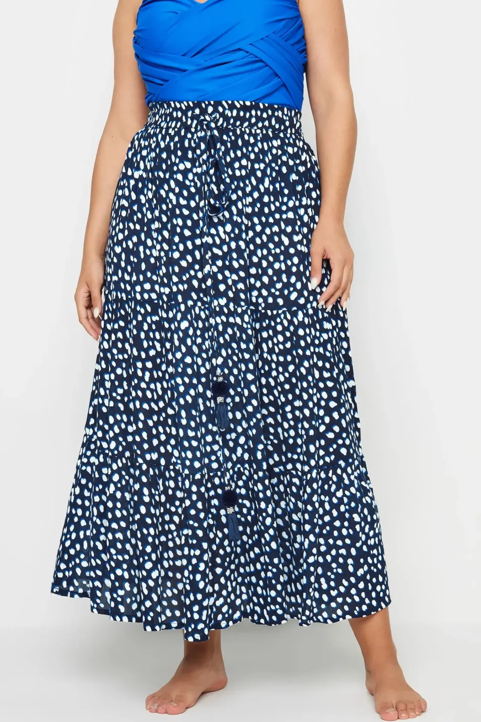 Spot Print Tiered Beach Skirt