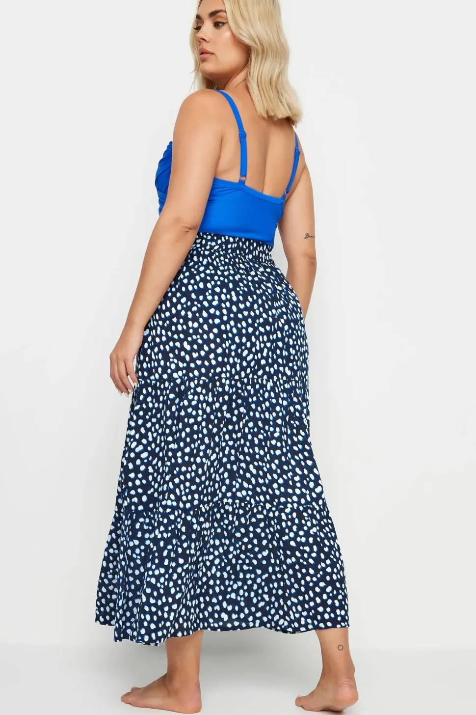 Spot Print Tiered Beach Skirt