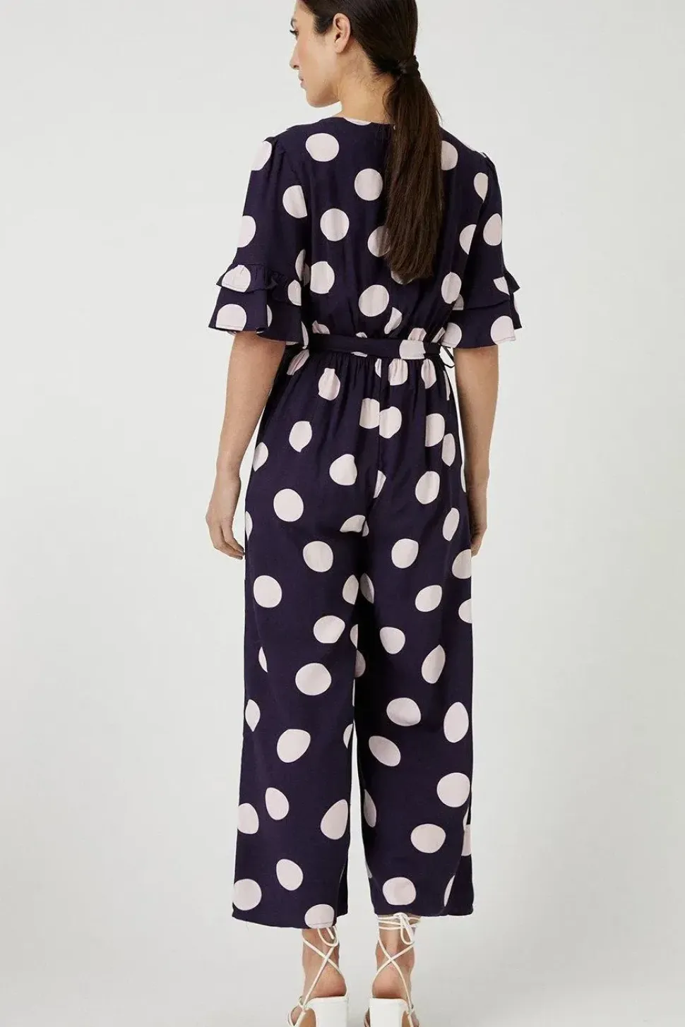 Spot Print Wrap Jumpsuit