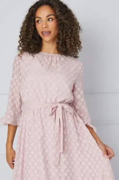 Spot Ruffle Sleeve Midaxi Dress