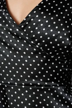 Spot Satin Wrap Mini Dress