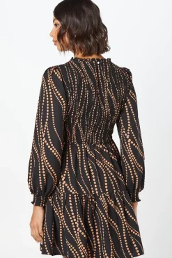 Spot Shirred Bodice Mini Dress