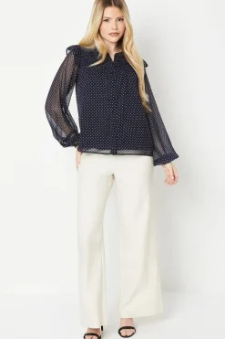 Spot Shirred Yoke Blouse