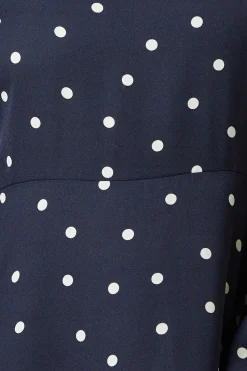 Spot Square Neck Ruffle Midi Dress
