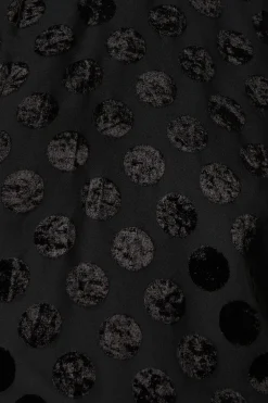 Spot Velvet High Neck Button Detail Blouse
