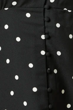 Spot V Neck Button Front Midi Dress