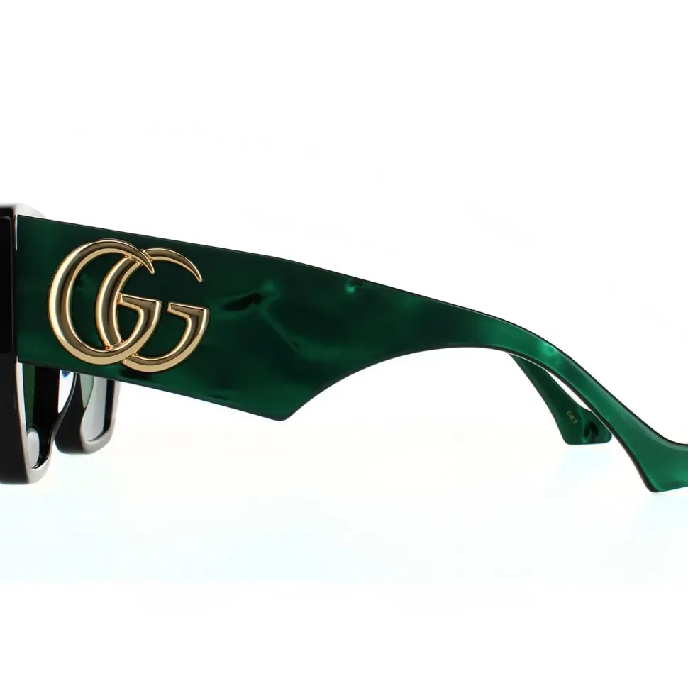 Square Black and Green Swirl Green Sunglasses