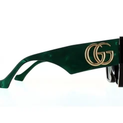 Square Black and Green Swirl Green Sunglasses