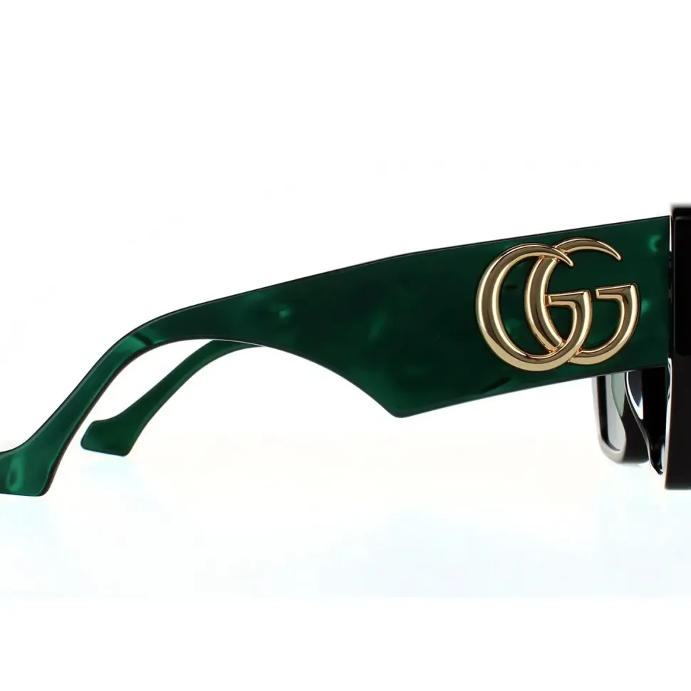 Square Black and Green Swirl Green Sunglasses