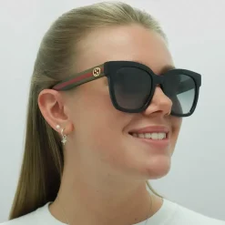 Square Black With Green and Red Glitter Grey Gradient GG0034SN Sunglasses