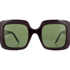 Square Dark Red Green Sunglasses