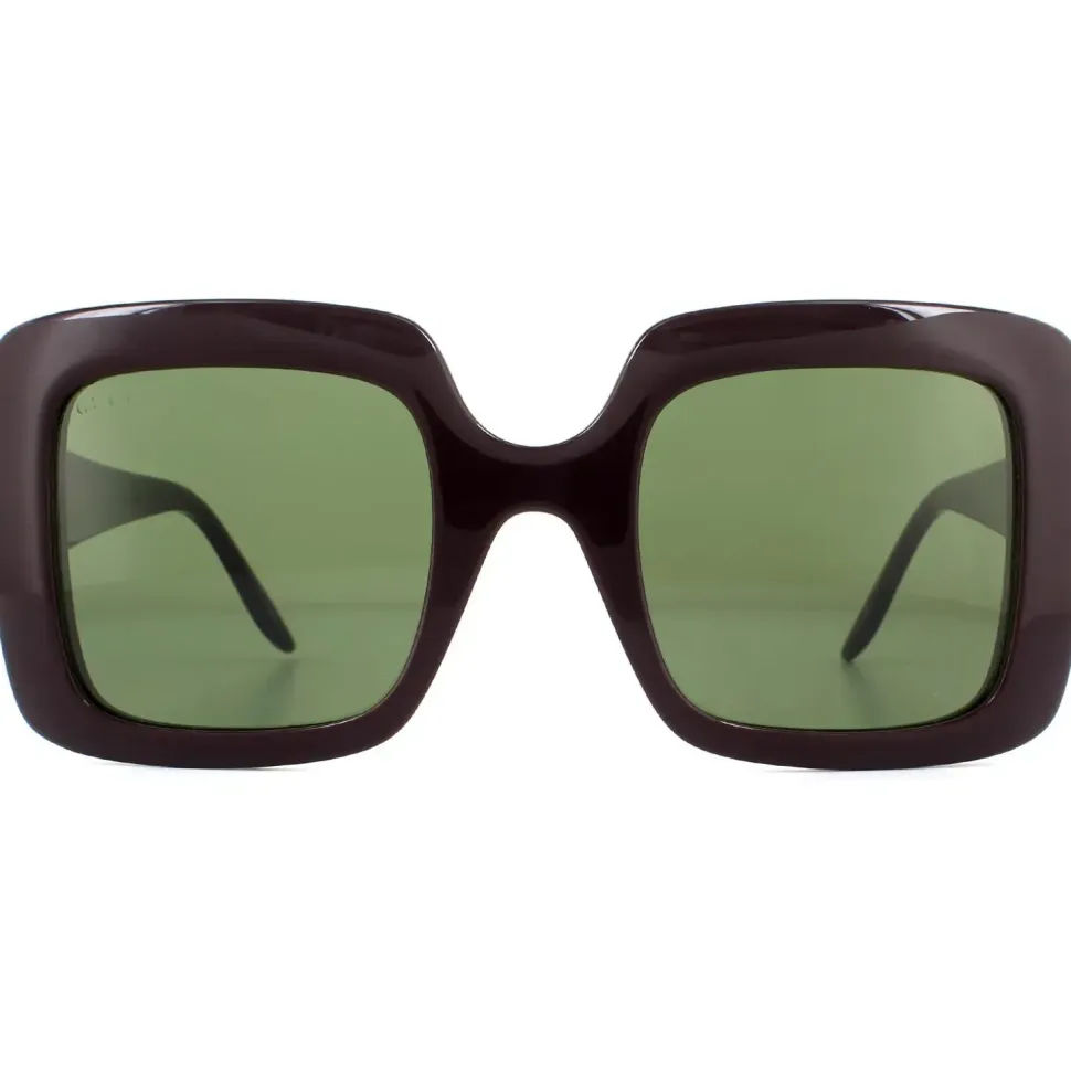 Square Dark Red Green Sunglasses