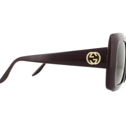 Square Dark Red Green Sunglasses