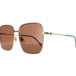 Square Gold Brown Sunglasses