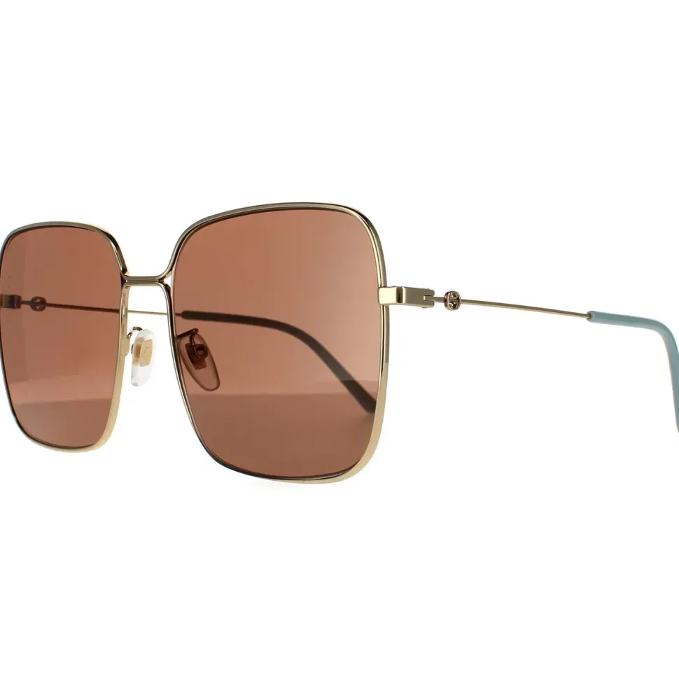 Square Gold Brown Sunglasses