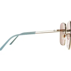 Square Gold Brown Sunglasses