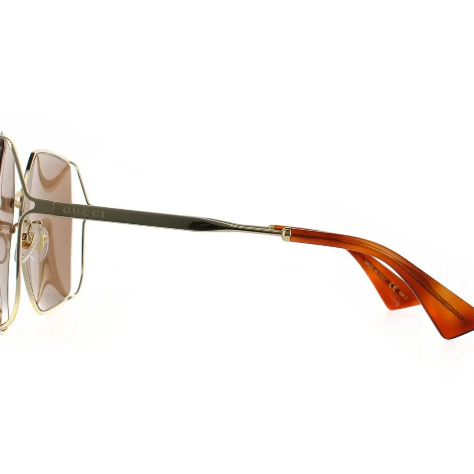 Square Gold Brown Sunglasses