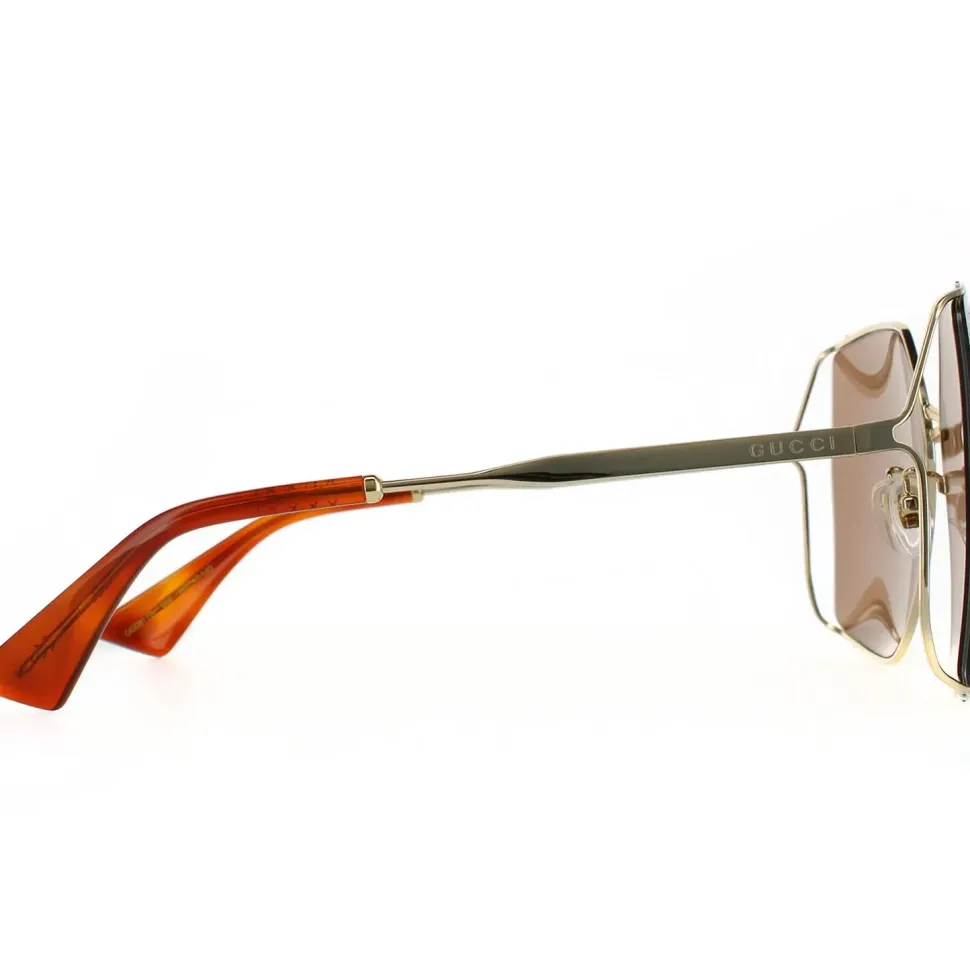 Square Gold Brown Sunglasses
