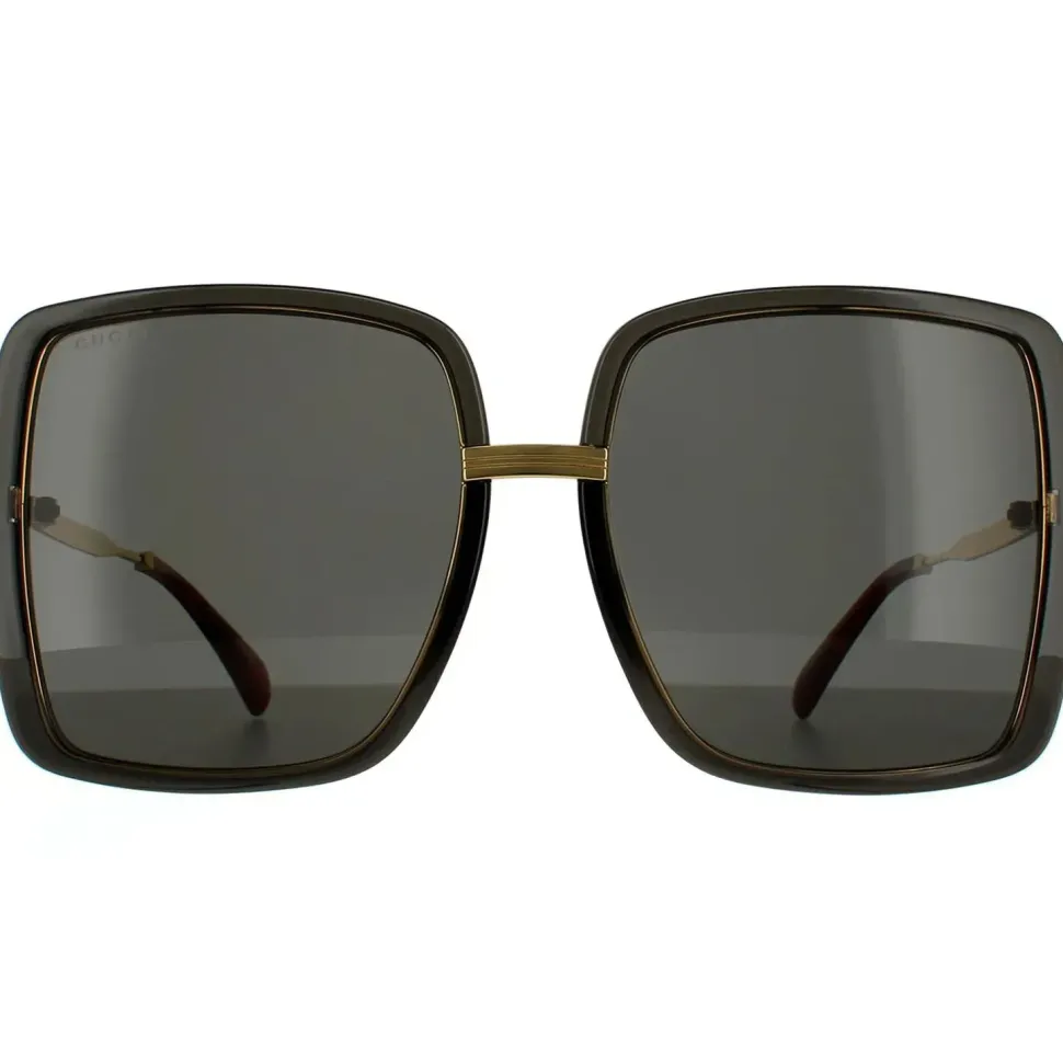 Square Grey Crystal and Gold Grey Sunglasses