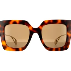 Square Havana and Gold Brown Sunglasses