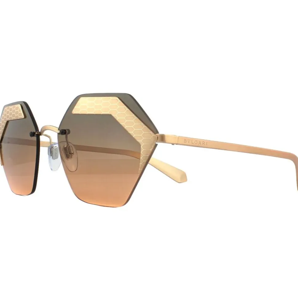 Square Matte Rose Gold Orange Gradient Light Grey Sunglasses