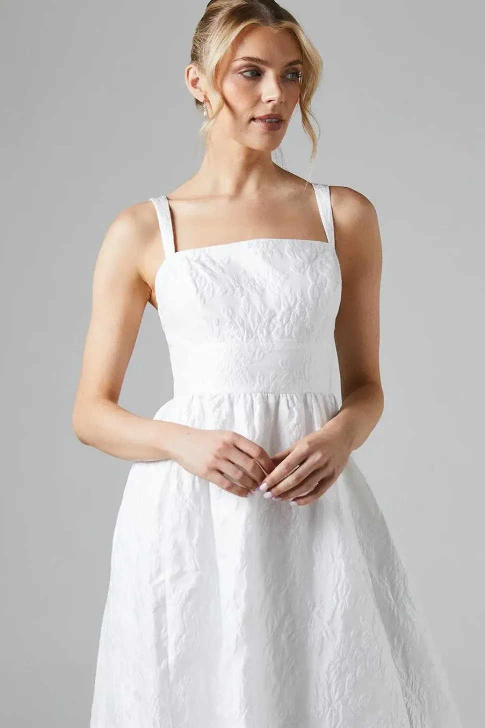 Square Neck Jacquard Maxi Wedding Dress