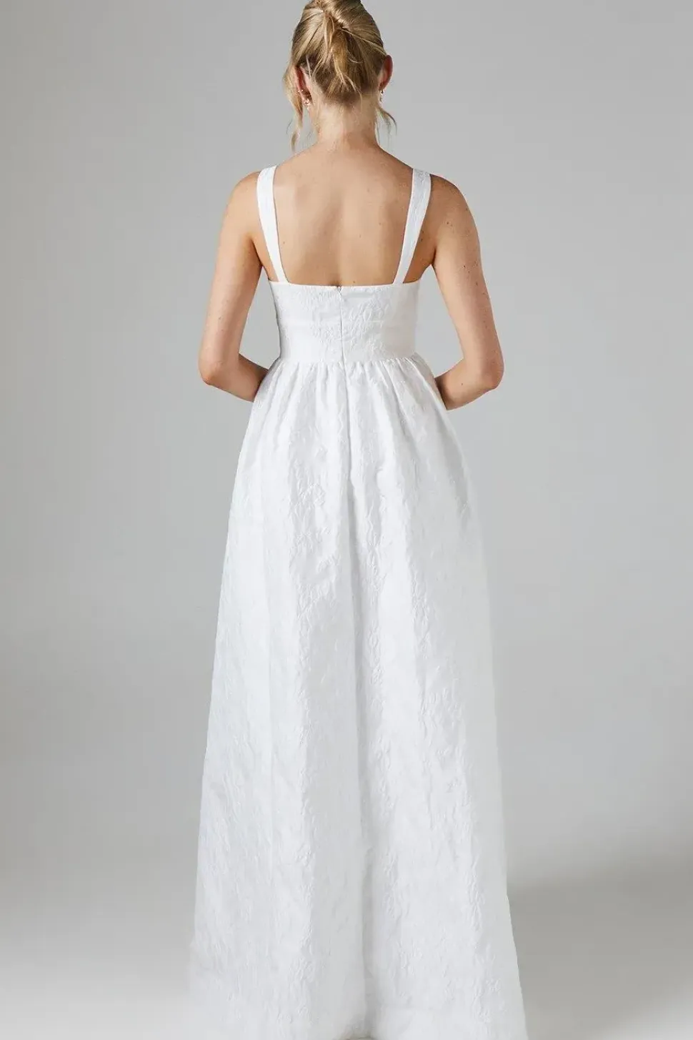 Square Neck Jacquard Maxi Wedding Dress