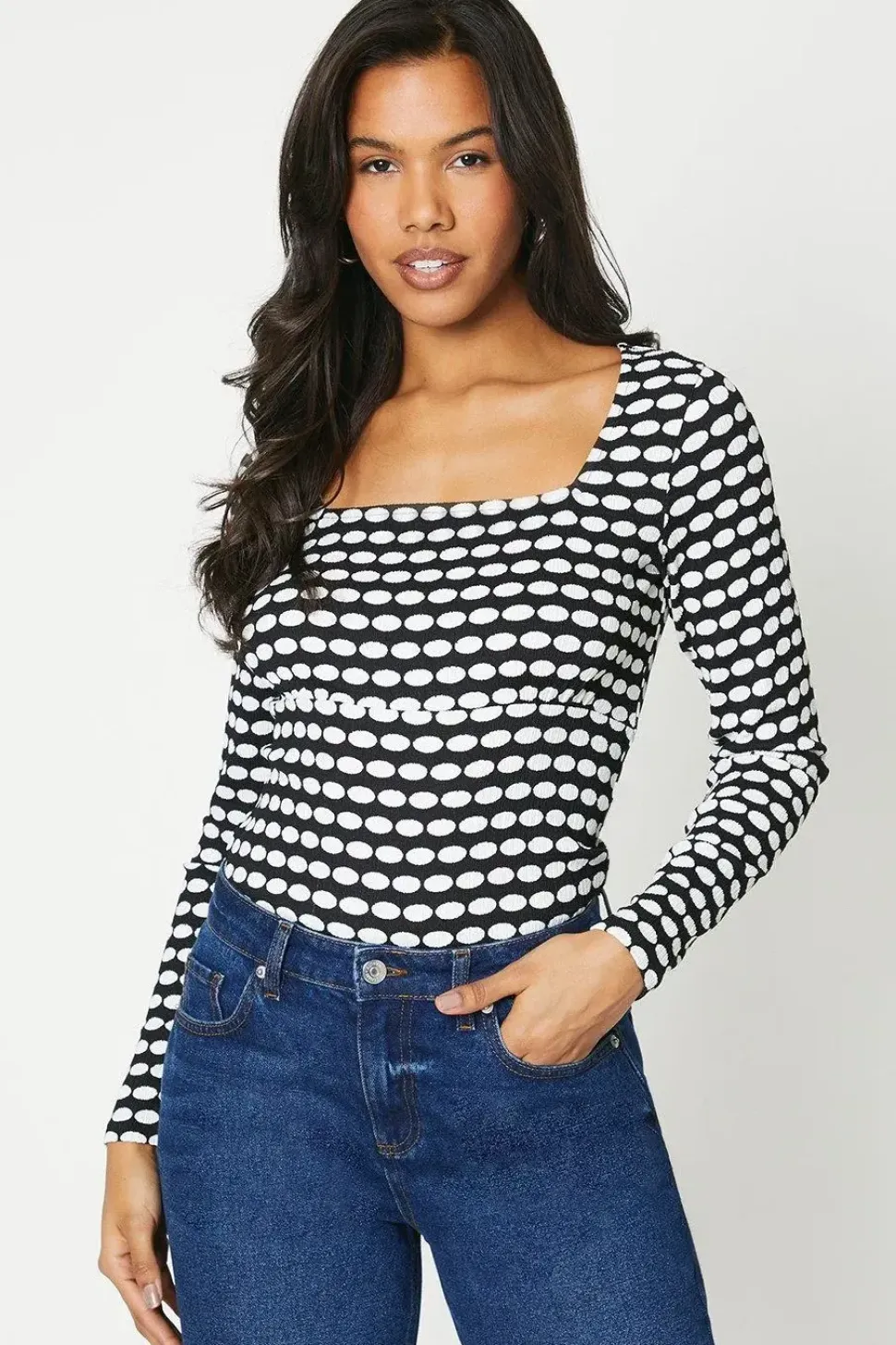 Square Neck Long Sleeve Top