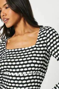 Square Neck Long Sleeve Top