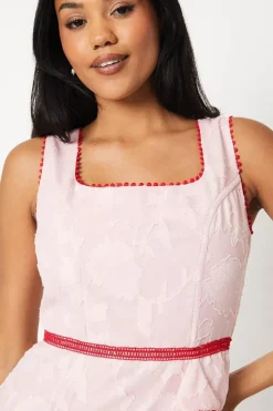 Square Neck Ruffle Midi Dress