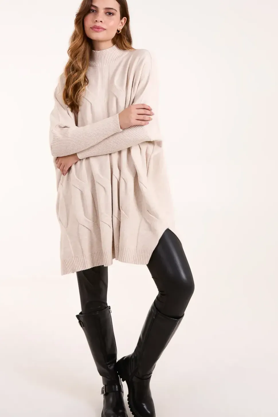 Stand Neck Big Cable Jumper