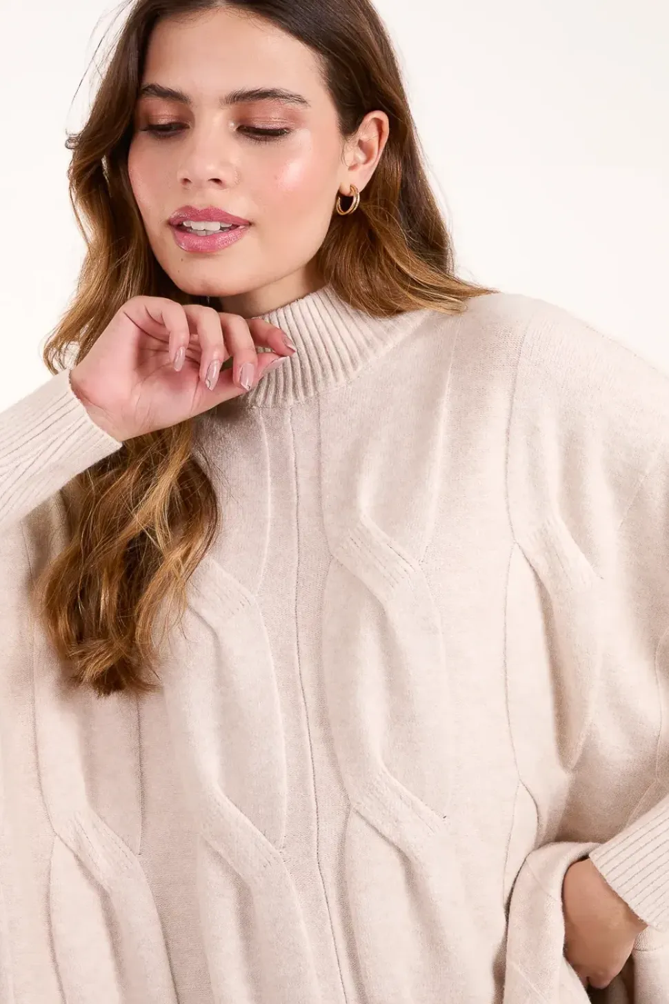 Stand Neck Big Cable Jumper