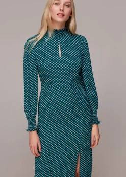 Star Check Print Midi Dress-