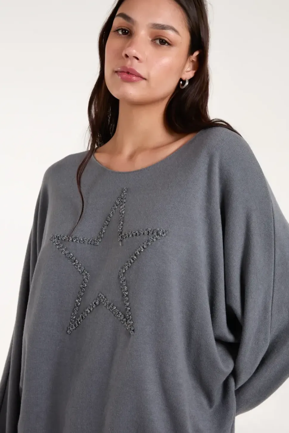 Star Metallic Braid Batwing Jumper