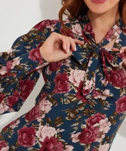 Statement Floral Pussybow Blouse