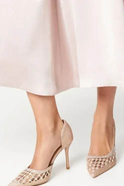 Stazie Glitter Mesh Diamante High Heeled Court Shoes