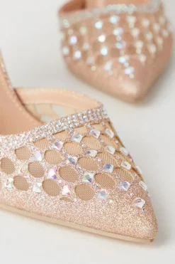Stazie Glitter Mesh Diamante High Heeled Court Shoes