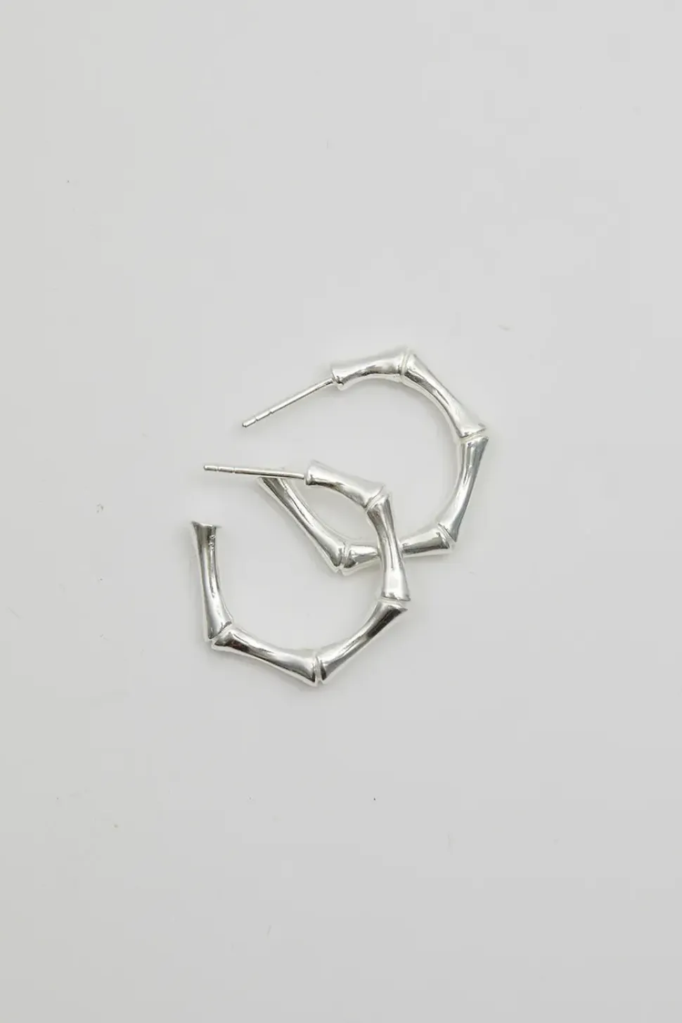 Sterling Silver 925 Bamboo Hoop Earrings