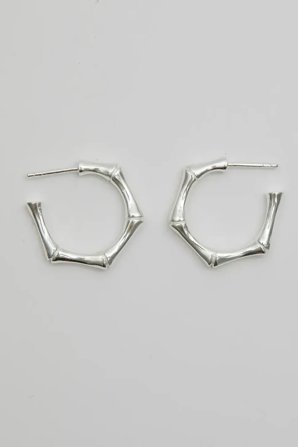 Sterling Silver 925 Bamboo Hoop Earrings