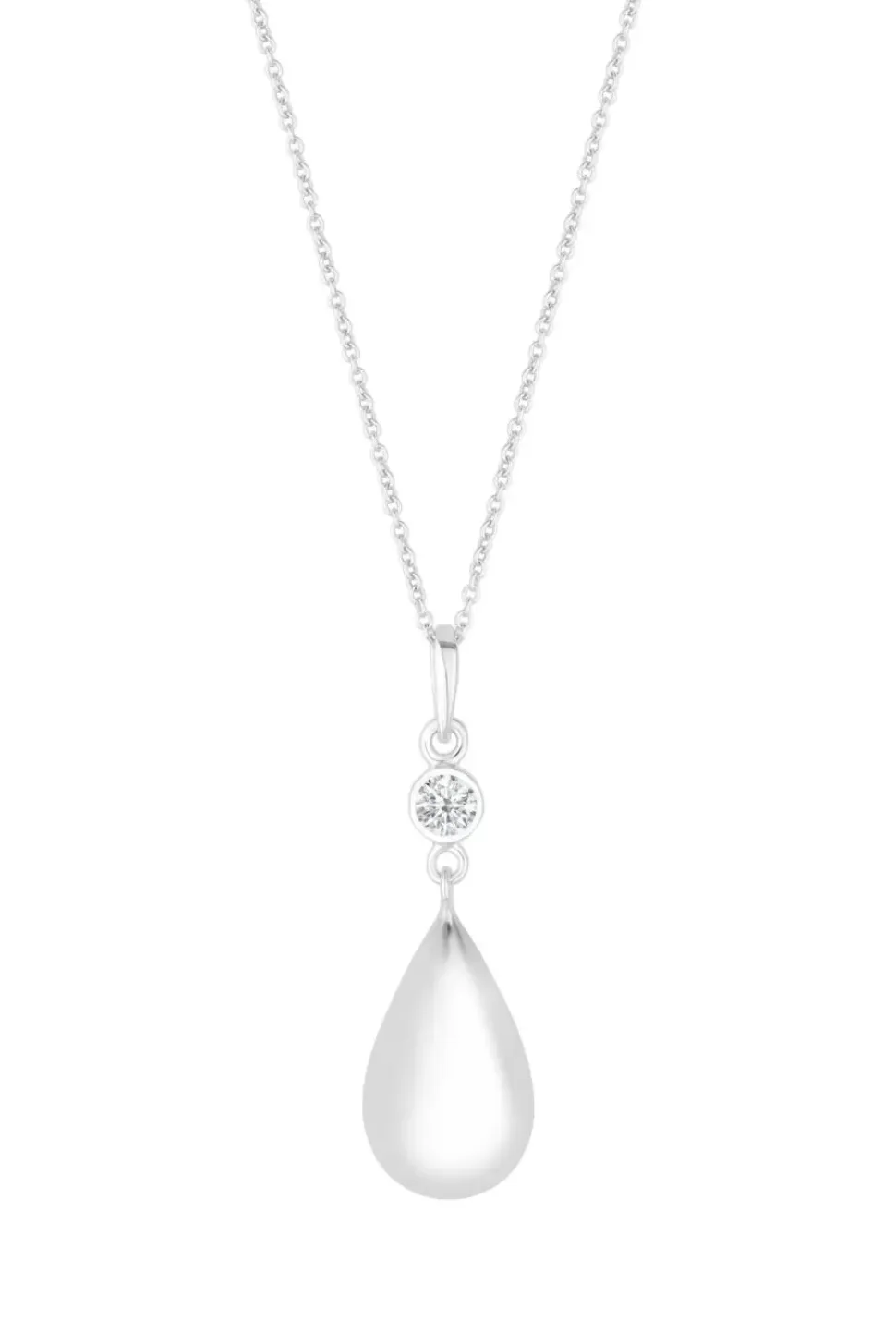 Sterling Silver 925 Besel Polished Drop Pendant Necklace
