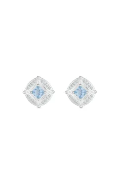 Sterling Silver 925 Blue Spinel And Cubic Zirconia Earrings