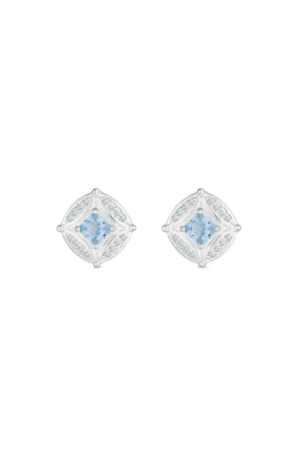 Sterling Silver 925 Blue Spinel And Cubic Zirconia Earrings