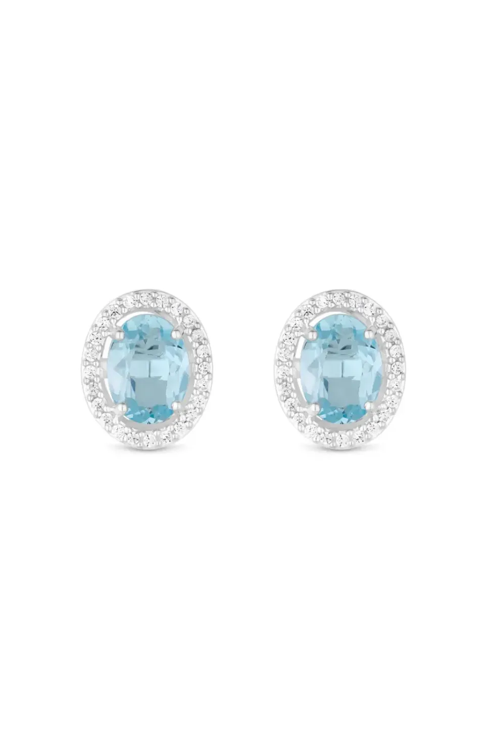 Sterling Silver 925 Blue Topaz Halo Earrings